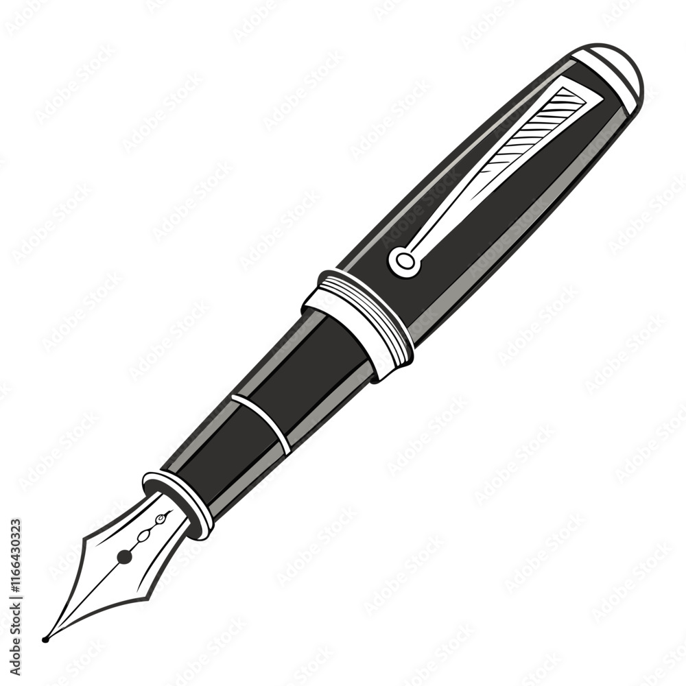 Fototapeta premium Pen Black Silhouette Vector Illustration Isolated on a transparent background
