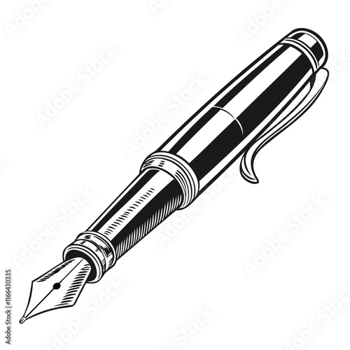 Pen Black Silhouette Vector Illustration Isolated on a transparent background