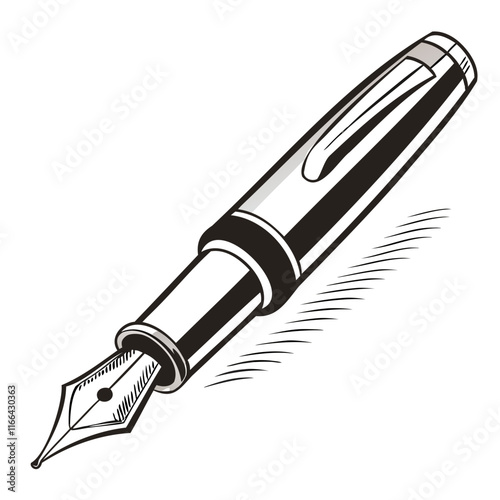 Pen Black Silhouette Vector Illustration Isolated on a transparent background