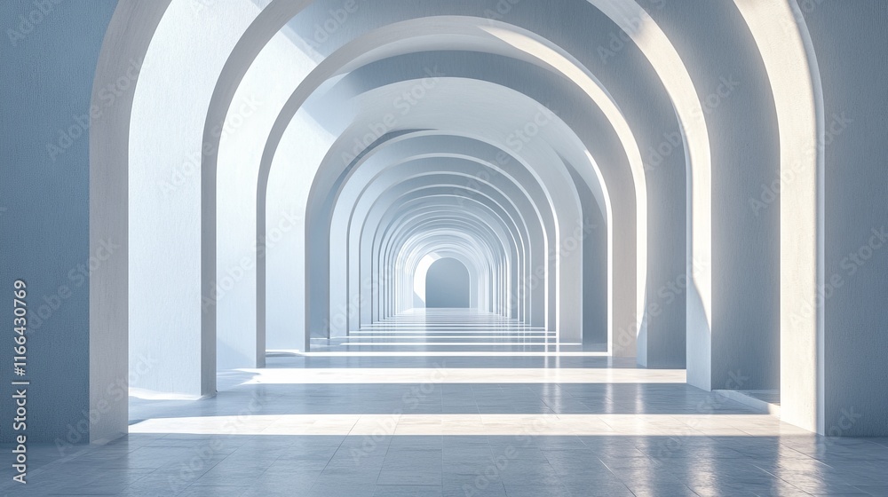 Sunlit arched hallway, abstract architecture. Sunlit arched hallway, abstract architecture.