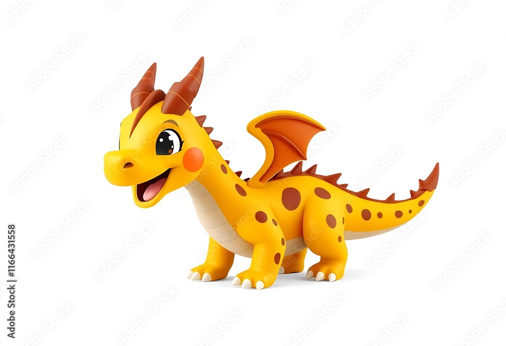 Cute cartoon dragon character, perfect for kids' products. Generative AI Cute cartoon dragon character, perfect for kids' products. Generative AI