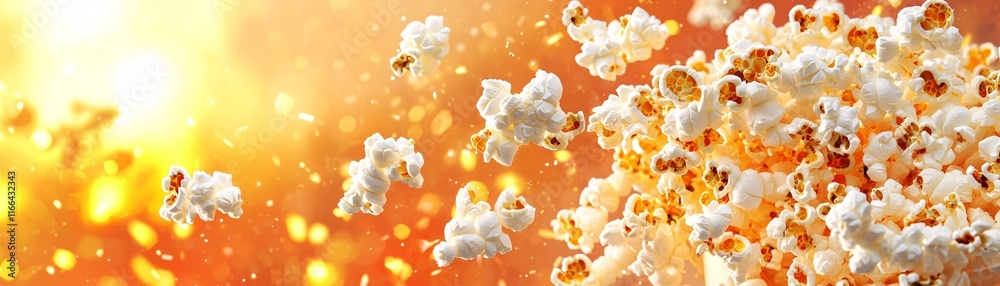 Popcorn in Motion Against a Warm Background Popcorn in Motion Against a Warm Background
