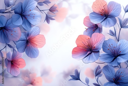 Wallpaper Mural Serene Floral Beauty: A Delicate Symphony of Blue and Pink Blossoms Torontodigital.ca