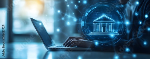 Digital transformation in banking, cybersecurity and financial technology concept