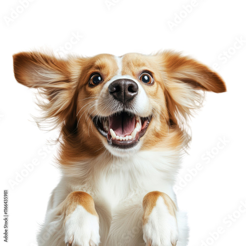 Playful dog in a studio setting captivating canine portrait bright environment joyful expression