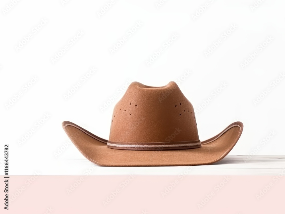 A Classic Brown Cowboy Hat on a Crisp White Background Perfect for Western and Rustic Themes A Classic Brown Cowboy Hat on a Crisp White Background Perfect for Western and Rustic Themes