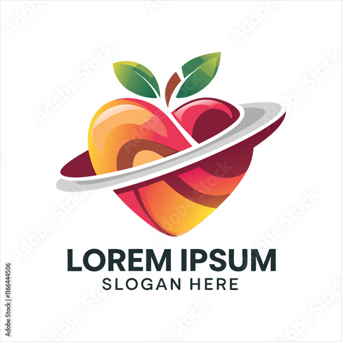 Heart-Shaped Peach Logo Design  Creative and Colorful Logo for Health, Beauty, and Wellness Brands