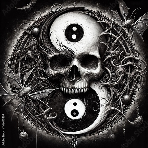 Gothic Yin Yang Dark gothic art style photo