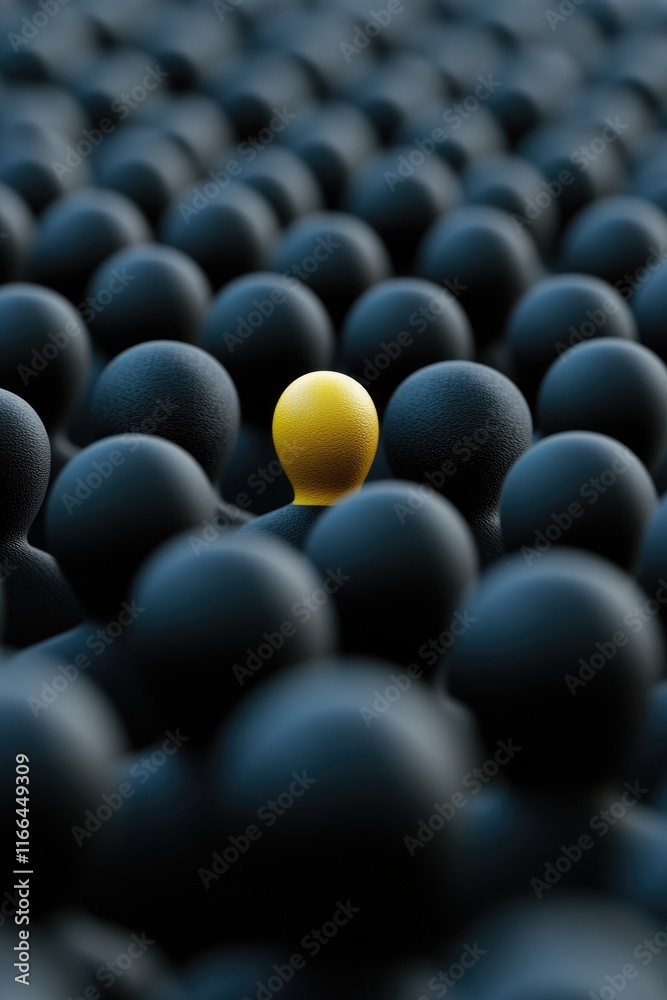 Obraz premium Solitary stance: individuality presence, visualization of uniqueness, one against the crowd, self-expression, personal belief, distinctive identity, singularity, personal courage, social contrast, .