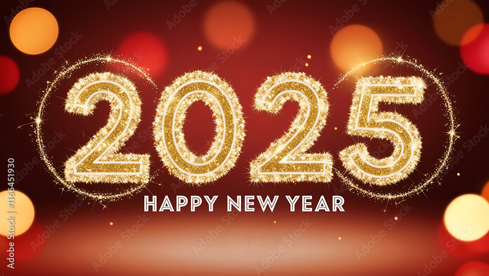 Bright Happy New Year 2025 Celebration With Festive Background. created with Generative AI technology Bright Happy New Year 2025 Celebration With Festive Background. created with Generative AI technology
