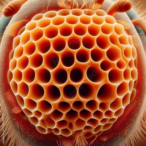 Honeybee Alveolus Detail Show the view of a honeybee alveolus fo