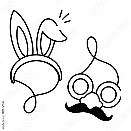 Party props icon in doodle style 
