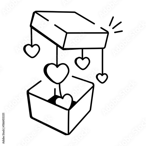 A hand drawn icon of a gift hamper 
