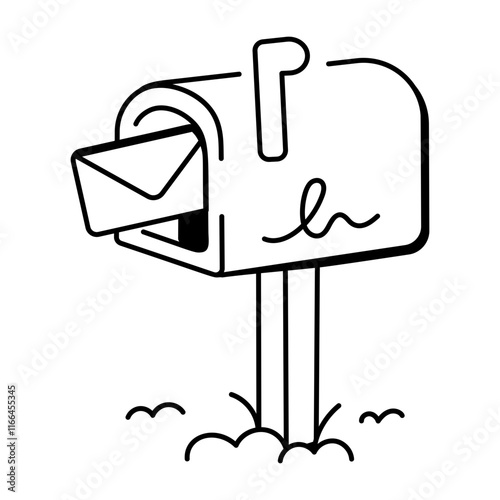 Birthday mail icon in drawing style 
