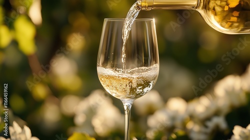 A close-up of wine being poured into a crystal glass 