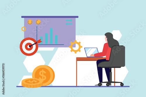 Financial literacy concept. Colored flat vector illustration isolated.