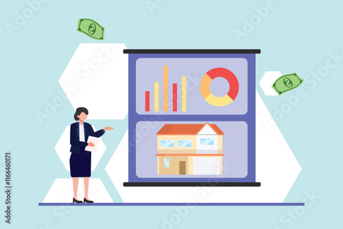 Financial literacy concept. Colored flat vector illustration isolated.