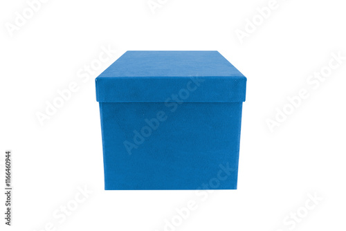 blue cardboard box with cover isolated on a white background 