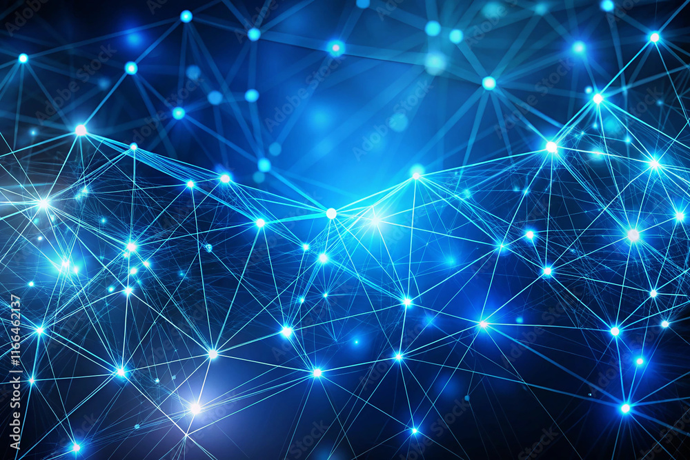 Intricate Network of Blue Lights and Connections Forming a Digital Landscape Intricate Network of Blue Lights and Connections Forming a Digital Landscape