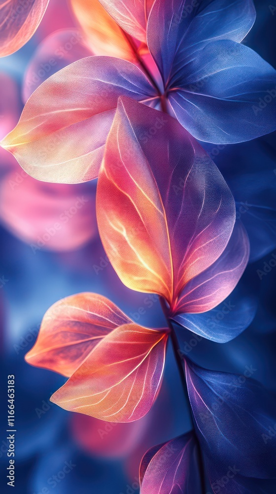 Fototapeta premium Vibrant Hues of Nature: A Close-Up of Illuminated Leaves