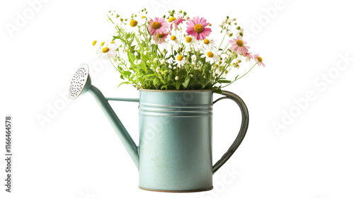 Fototapeta Naklejka Na Ścianę i Meble -  Flowers in a watering can transparent background