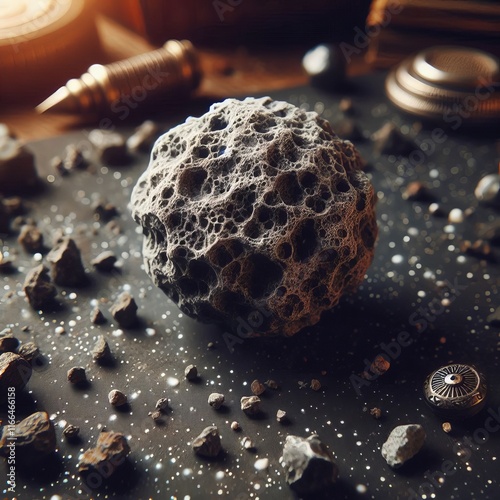 Meteoroid A small rocky texture simulating the tiny asteroid lik photo