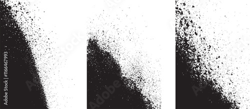 Overlay textures set stamp with grunge effect. Old damage Dirty grainy and scratches. Set of 3 transparent grunge abstract dirty background frame textures 
