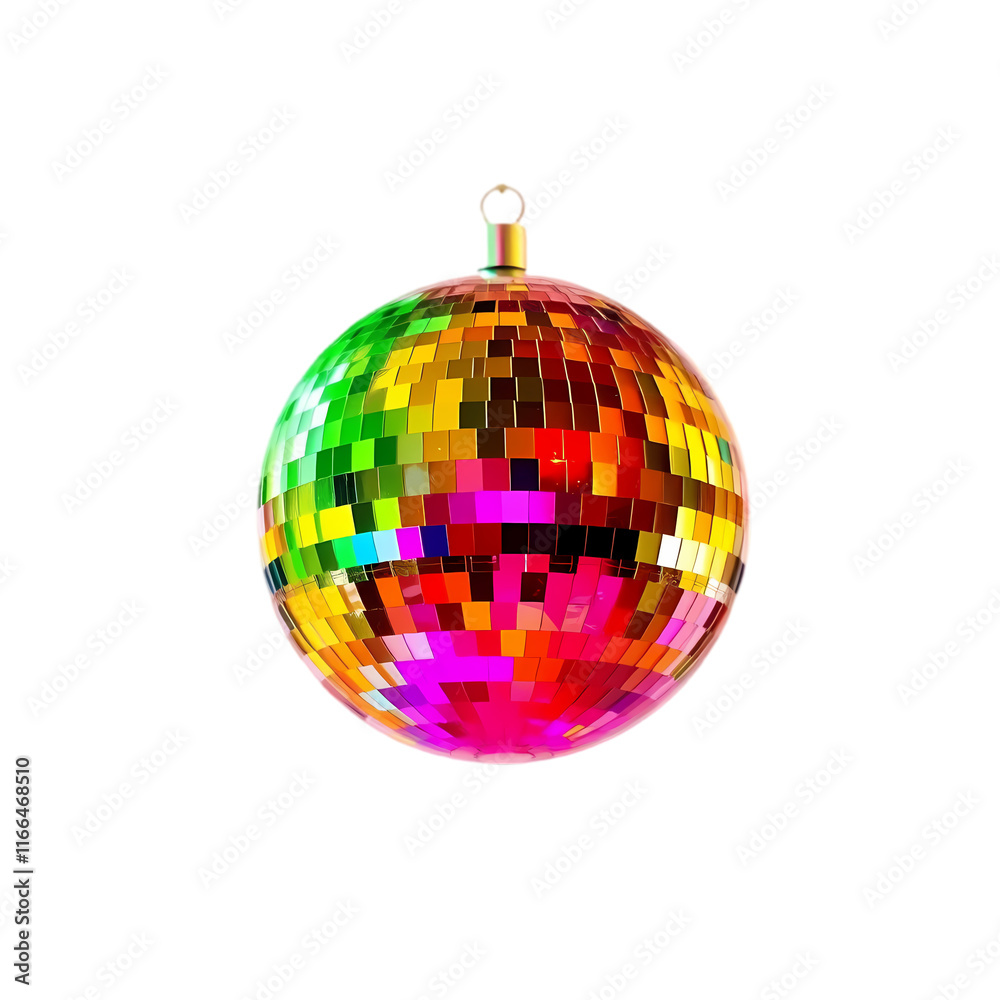 Fototapeta premium Vibrant Multicolored Disco Ball on transparent background