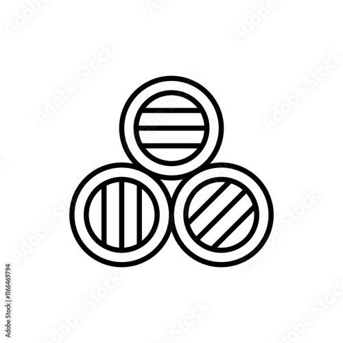 Wooden barrel outline icons, minimalist vector illustration ,simple transparent graphic element .Isolated on white background