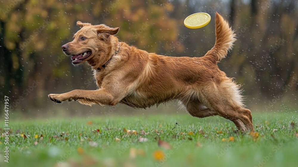 A golden retriever joyfully leaps to catch a flying frisbee in a grassy field. A golden retriever joyfully leaps to catch a flying frisbee in a grassy field.