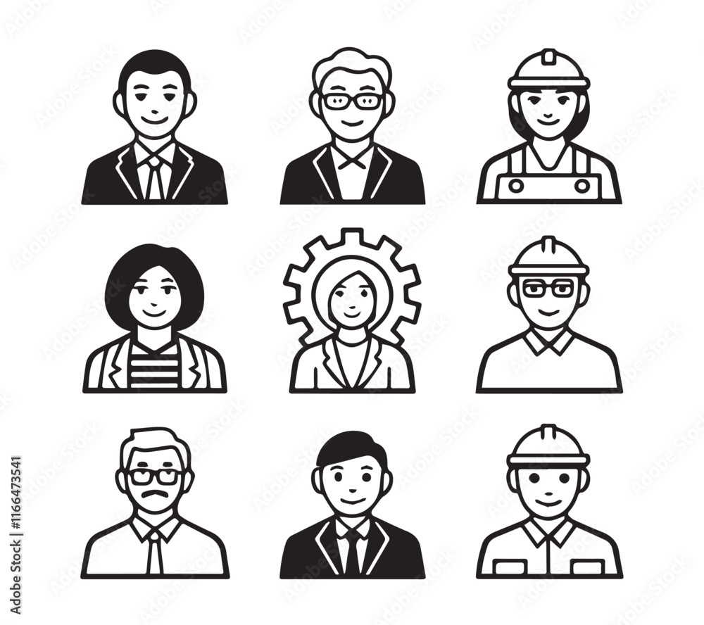 People icon set in flat style. Line icon set. Management line icons. Line Business People. Human resources. office management. with white background Vector illustration. People icon set in flat style. Line icon set. Management line icons. Line Business People. Human resources. office management. with white background Vector illustration.