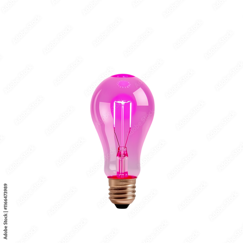 Close-up of a vibrant pink lightbulb on transparent background Close-up of a vibrant pink lightbulb on transparent background
