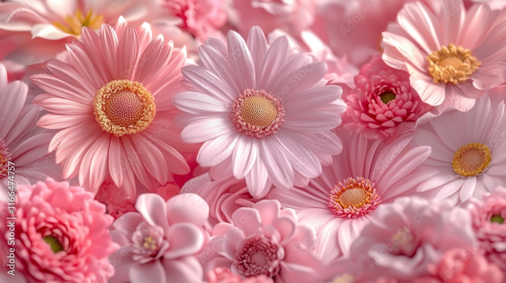 Fototapeta premium Pink Flower Bouquet Closeup of Delicate Gerbera Daisies and Flowers
