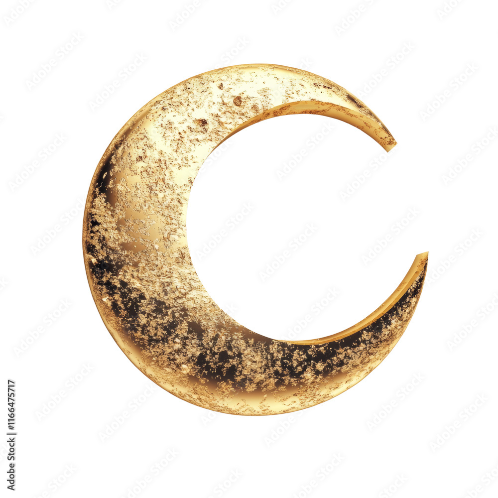 Gold 3d moon golden crescent on transparent background. Gold 3d moon golden crescent on transparent background.