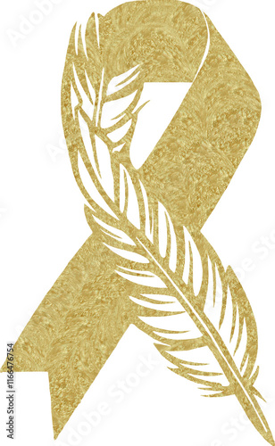 World Breast Cancer Day pink and golden ribbon.