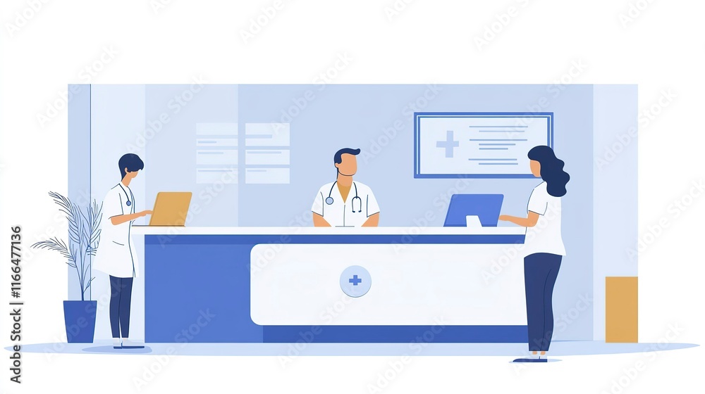 A website banner image on a webpage for Patient Scheduling & Front Desk Management A website banner image on a webpage for Patient Scheduling & Front Desk Management