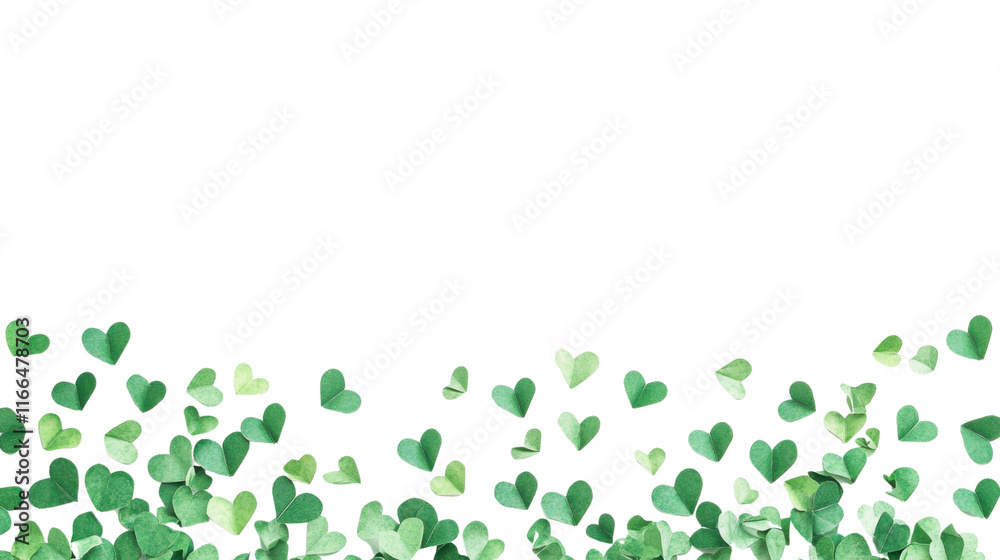 Border made of falling paper hearts transparent background Border made of falling paper hearts transparent background