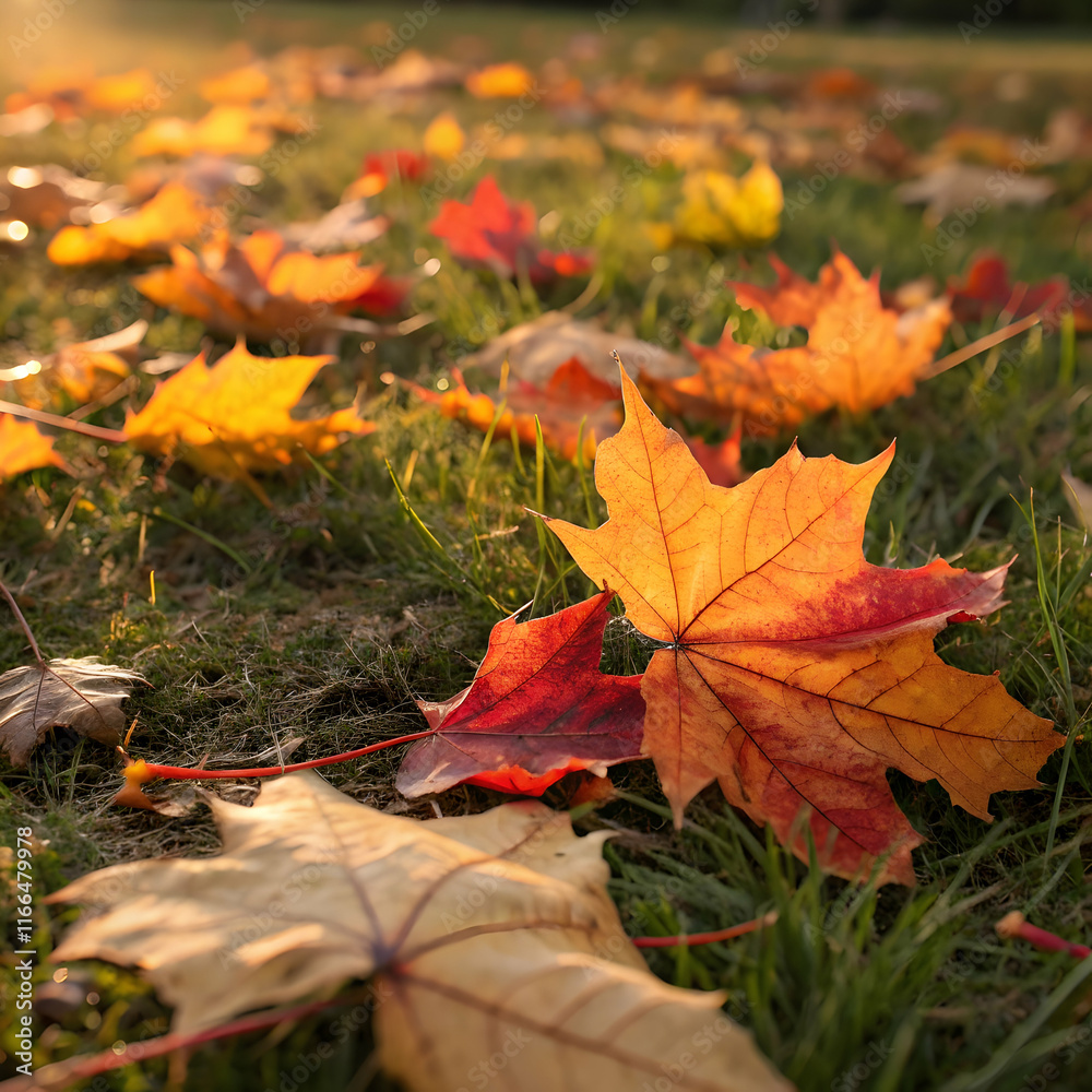 Closeup of vibrant autumn leaves with blurred background Closeup of vibrant autumn leaves with blurred background