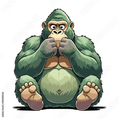 a cartoon gorilla with arms crossed sitting down