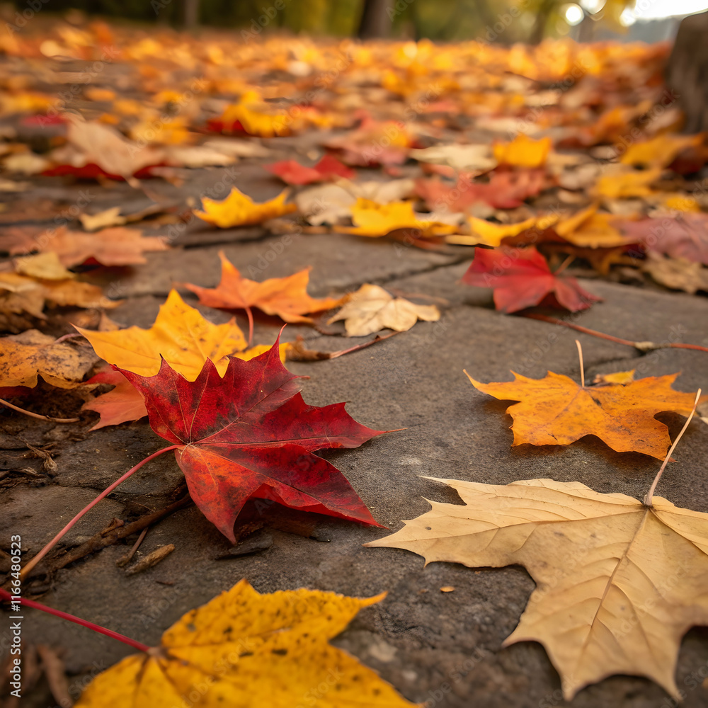 Closeup of vibrant autumn leaves with blurred background Closeup of vibrant autumn leaves with blurred background