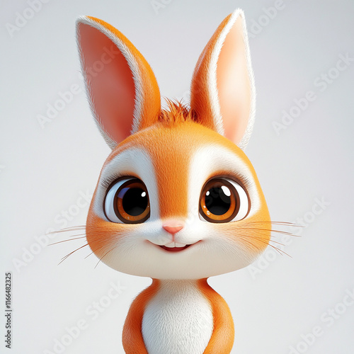 Create very clean and sleek 3d cute jungle animal character, cute eyes, 3d cartoon style, no accessories on character, good lighting, flat white background  made with generative AI
