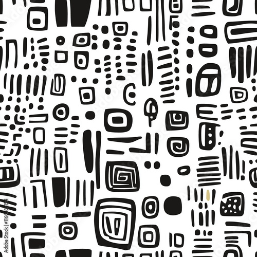 Geometric Doodle Hand Drawn Seamless Pattern