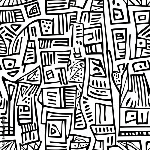 Geometric Doodle Hand Drawn Seamless Pattern