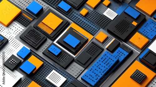 Abstract Geometric Composition Of Cubes And Squares