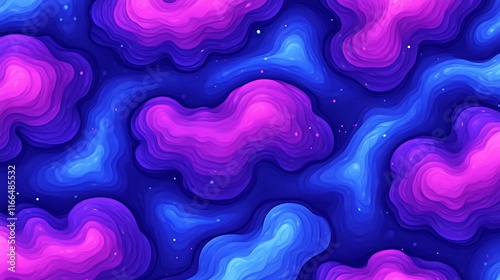 Abstract Blue Purple Swirling Fluid Art Design