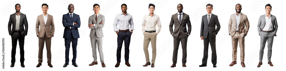 PNG Diverse professional men standing, element set on transparent background PNG Diverse professional men standing, element set on transparent background