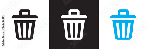 Waste icon set. isolated on white and black background. vector illustration. EPS 10