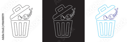 Waste icon set. isolated on white and black background. vector illustration. EPS 10