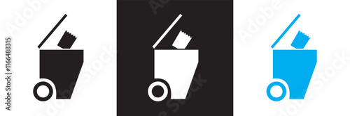 Waste icon set. isolated on white and black background. vector illustration. EPS 10