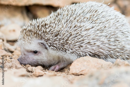 Algerian Hedgehog (Atelerix algirus) in the Maltese countryside, a native species of Malta.